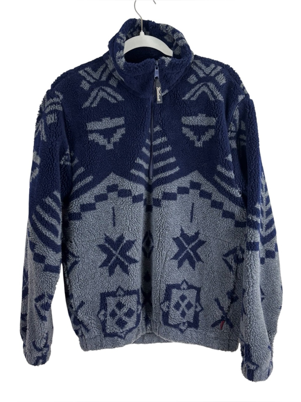 Woolrich 1/4 Zip Pullover Men’s Size Medium Aztec/Fair Isle Navy Blue Gray